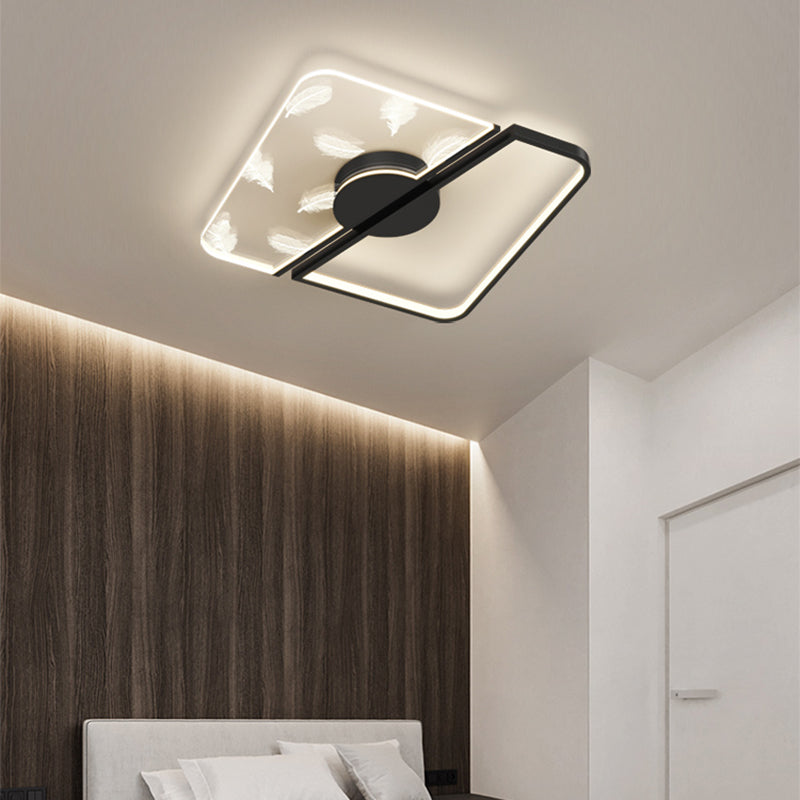 Plafoniera da incasso a soffitto in metallo con paralume quadrato, stile moderno, 2 luci, apparecchio da incasso