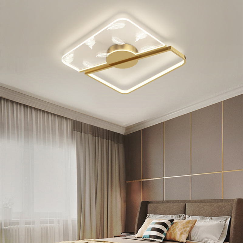 Metal Square Shade Flush Ceiling Light Modern Style 2 Lights Flush Mount Fixture