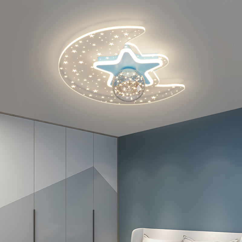 Star Shade LED Flush Mount Light Gypsophila Modern Ceiling Lamp for Bedroom