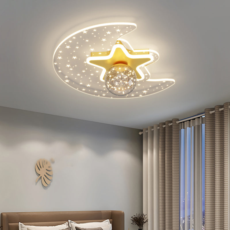 Star Shade LED Flush Mount Light Gypsophila Modern Ceiling Lamp for Bedroom