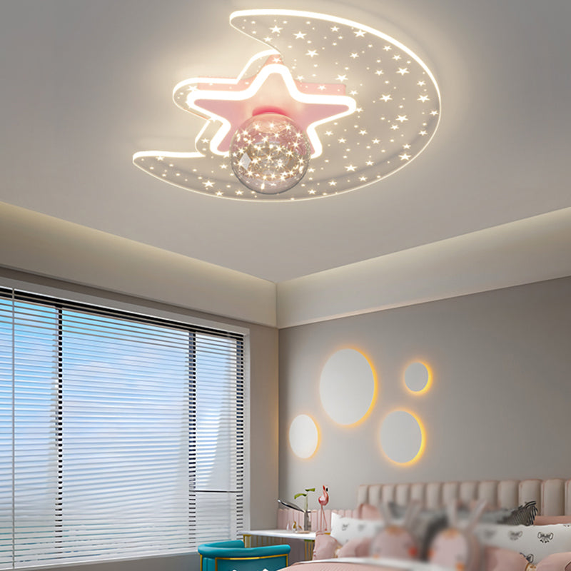 Star Shade LED Flush Mount Light Gypsophila Modern Ceiling Lamp for Bedroom