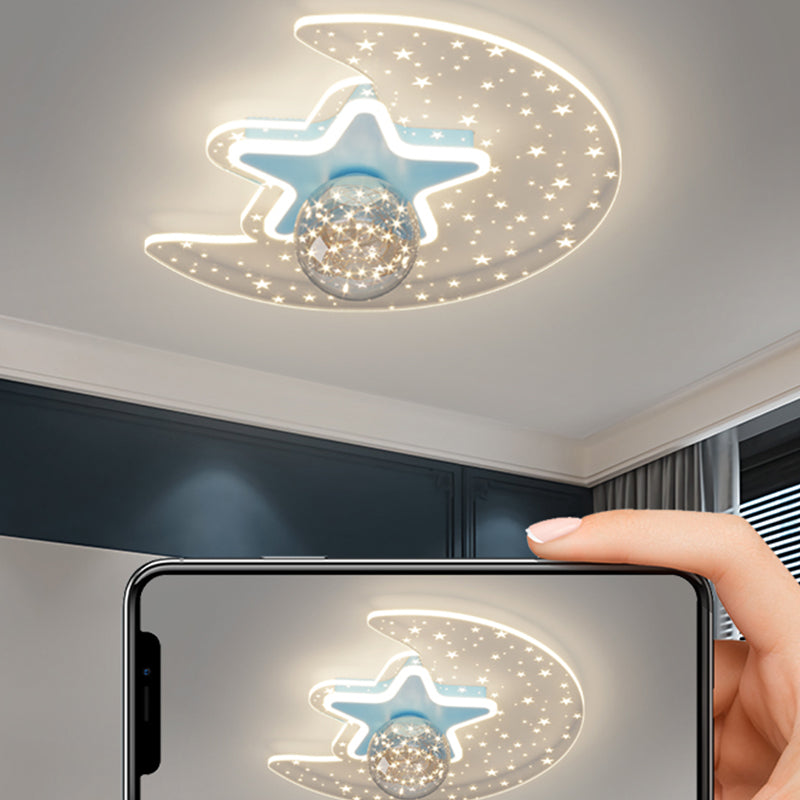 Star Shade LED Flush Mount Light Gypsophila Modern Ceiling Lamp for Bedroom