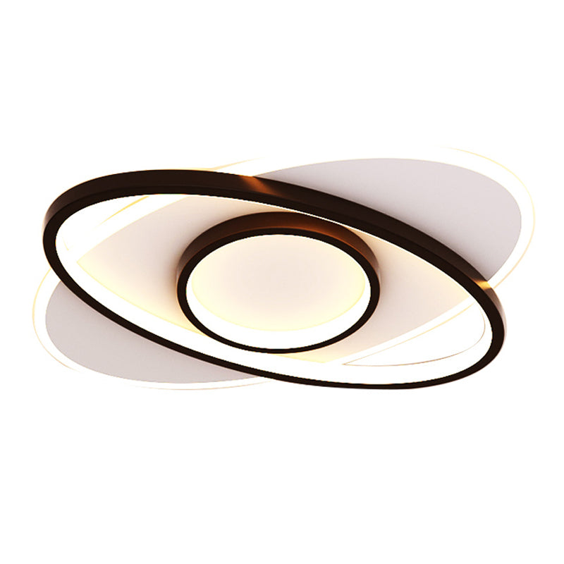 Black LED Flush Mounted Ceiling Light Contemporary Lighting Fixture for Living Room