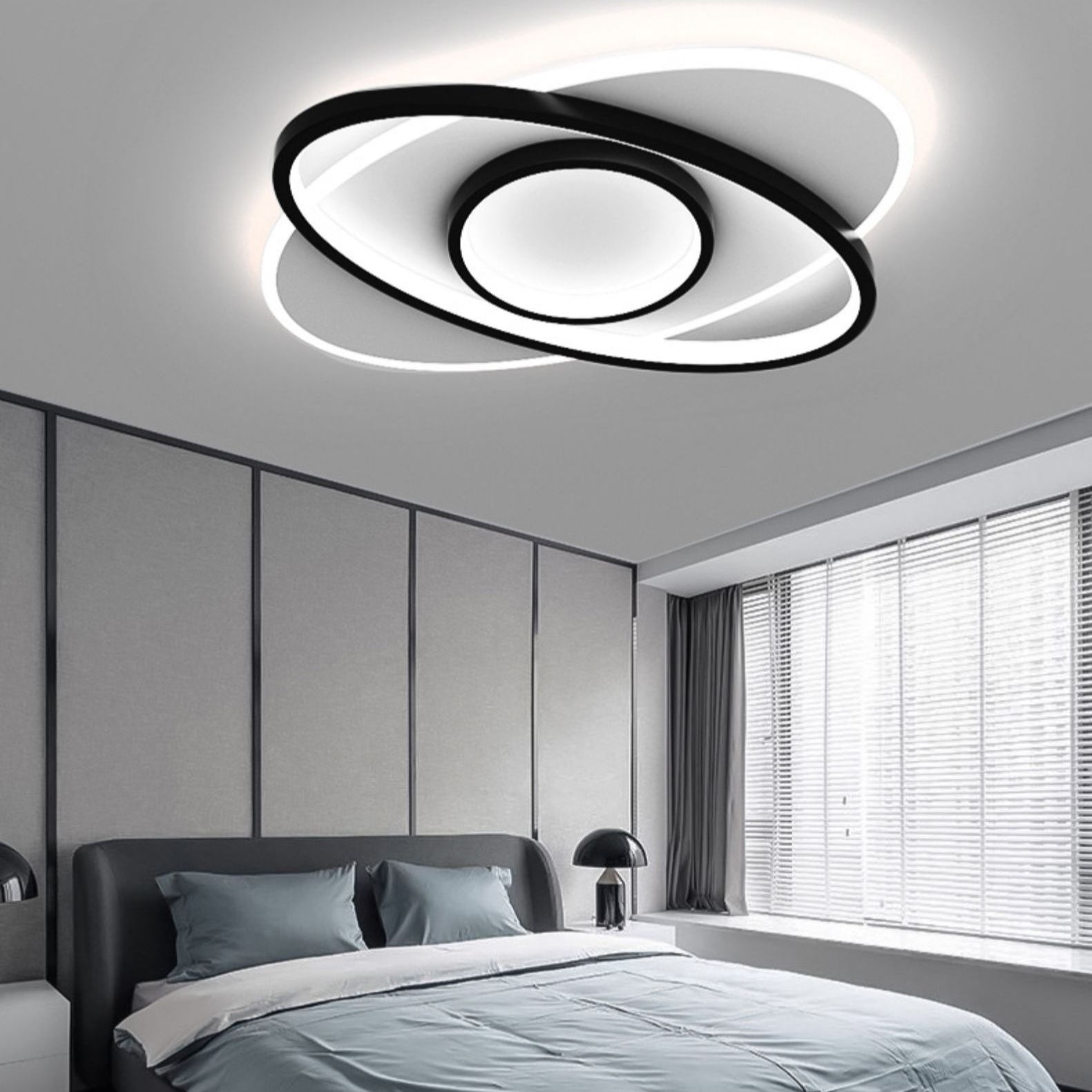 Black LED Flush Mounted Ceiling Light Contemporary Lighting Fixture for Living Room