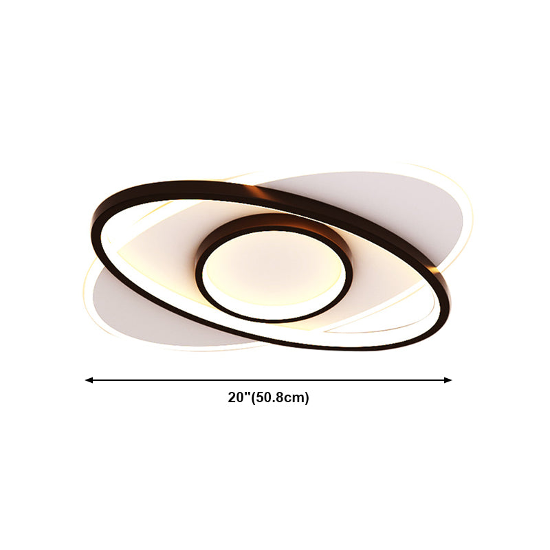 Black LED Flush Mounted Ceiling Light Contemporary Lighting Fixture for Living Room