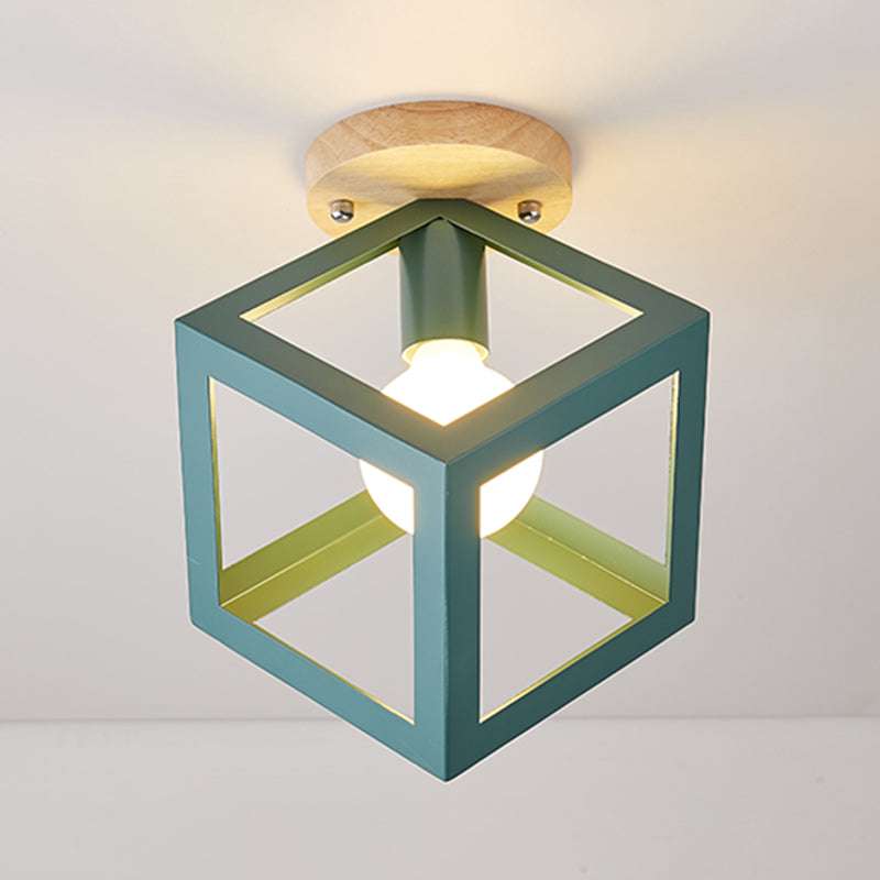 Contemporary Geometric Flush Light Glass 1 Light Macaron Flush Mount Ceiling Light