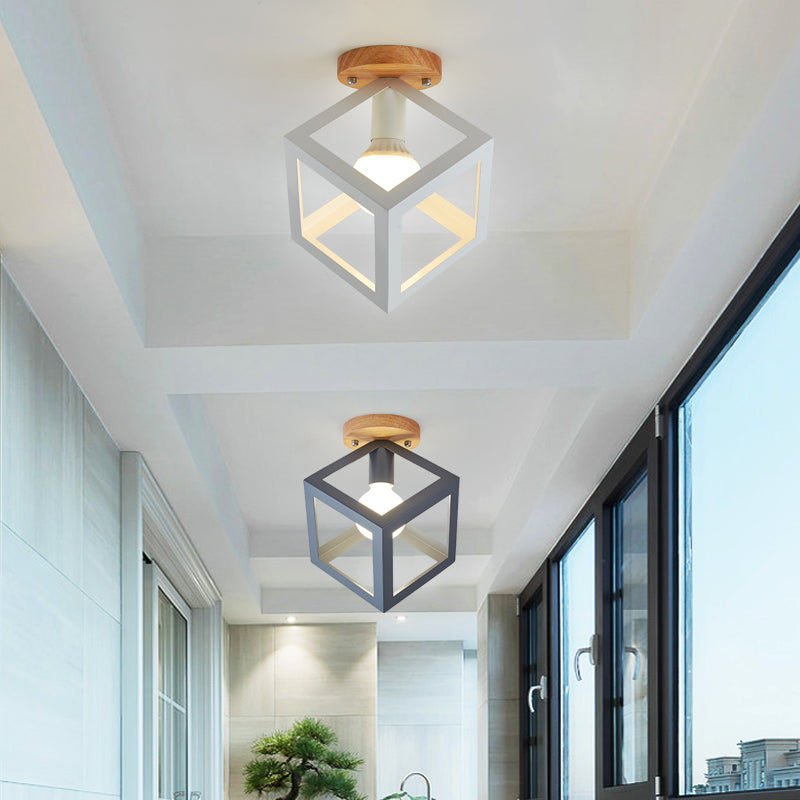 Contemporary Geometric Flush Light Glass 1 Light Macaron Flush Mount Ceiling Light