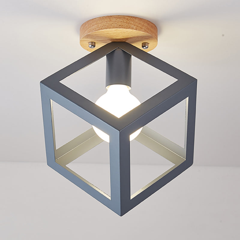 Contemporary Geometric Flush Light Glass 1 Light Macaron Flush Mount Ceiling Light