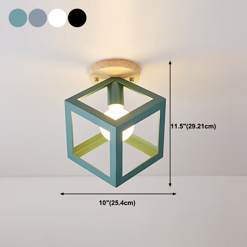 Contemporary Geometric Flush Light Glass 1 Light Macaron Flush Mount Ceiling Light