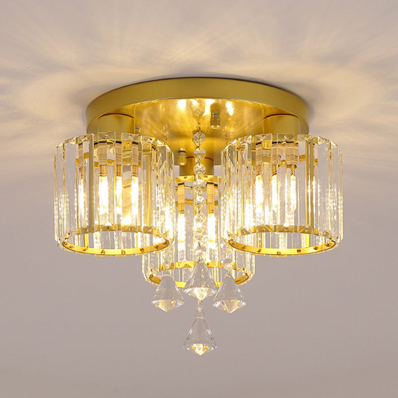 Contemporary Cylinder Flush Light Fixture Crystal Flush Mount Ceiling Fixture