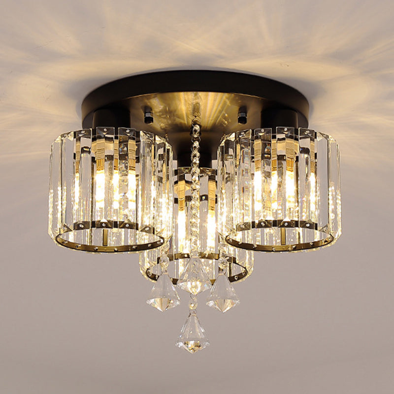 Contemporary Cylinder Flush Light Fixture Crystal Flush Mount Ceiling Fixture