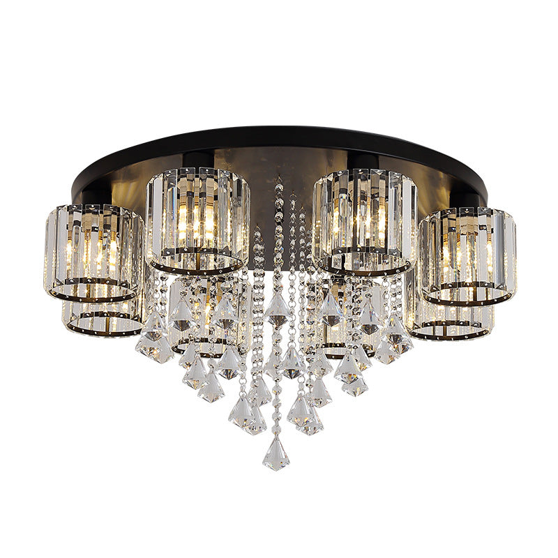 Contemporary Cylinder Flush Light Fixture Crystal Flush Mount Ceiling Fixture