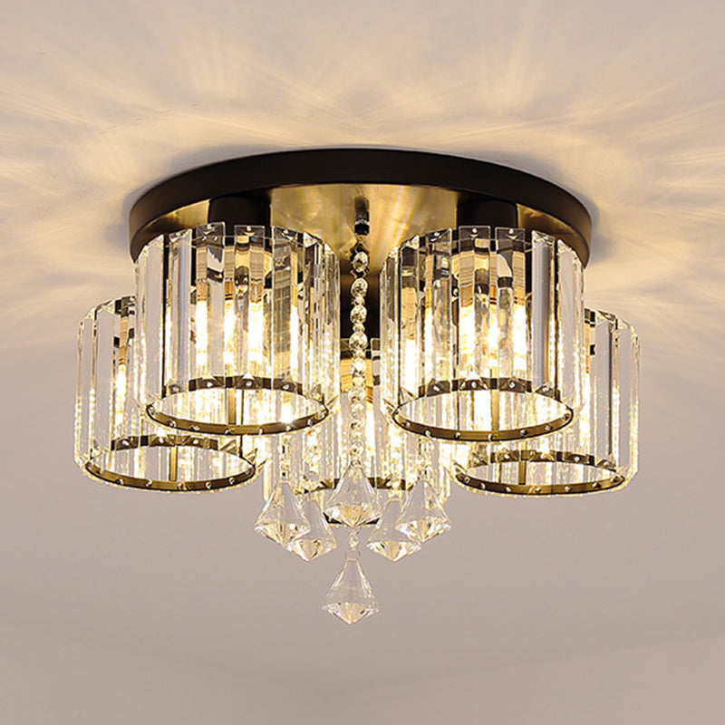 Contemporary Cylinder Flush Light Fixture Crystal Flush Mount Ceiling Fixture