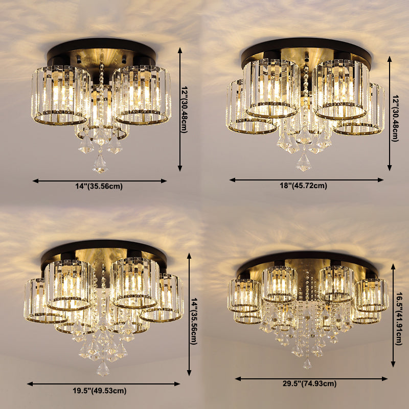 Contemporary Cylinder Flush Light Fixture Crystal Flush Mount Ceiling Fixture