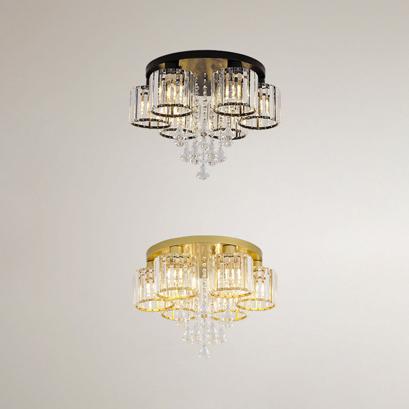 Contemporary Cylinder Flush Light Fixture Crystal Flush Mount Ceiling Fixture