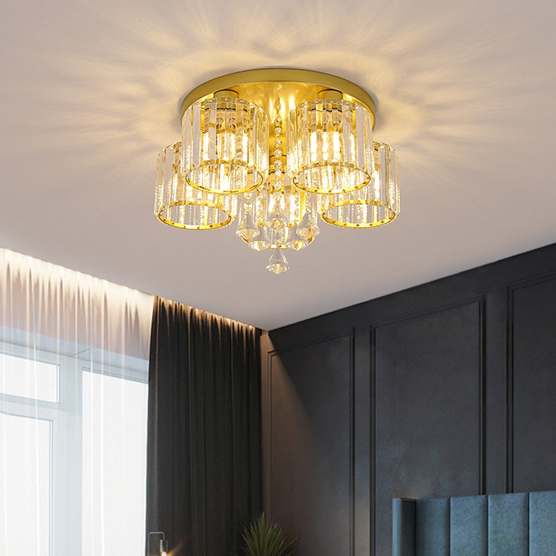 Contemporary Cylinder Flush Light Fixture Crystal Flush Mount Ceiling Fixture