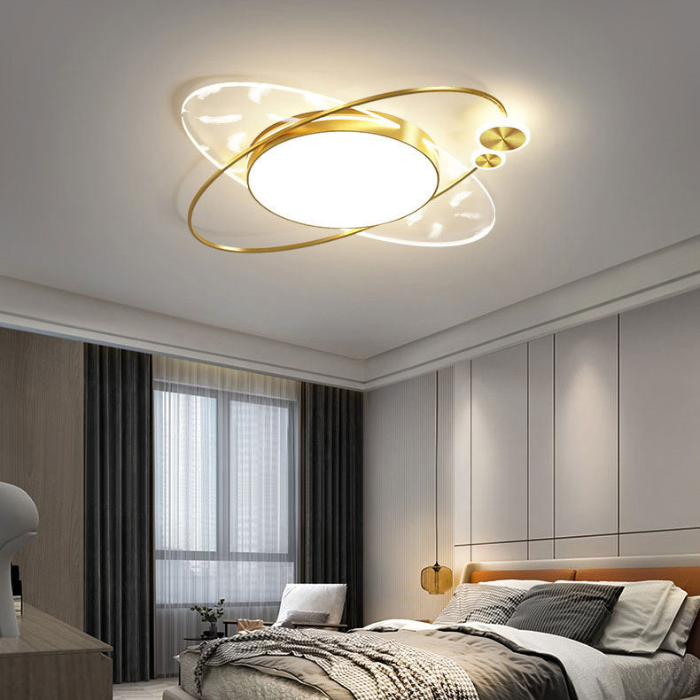 Contemporary Flush Light Fixture Metal 4 Light Flush Mount Ceiling Light in Gold Finish