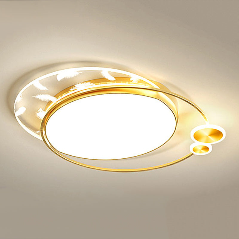 Contemporary Flush Light Fixture Metal 4 Light Flush Mount Ceiling Light in Gold Finish