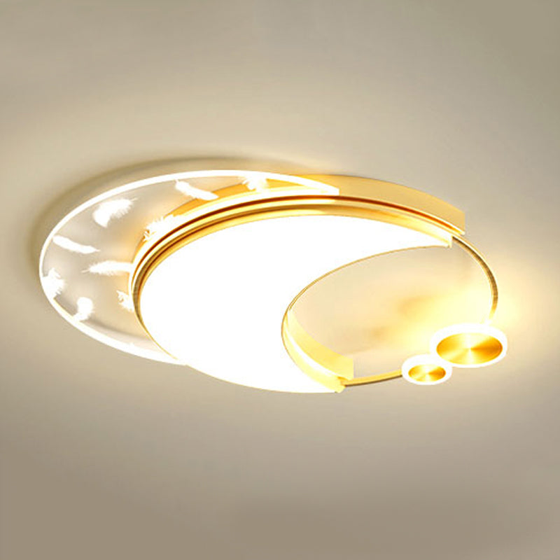 Luminaire encastré contemporain en métal, plafonnier à 4 lumières, finition dorée