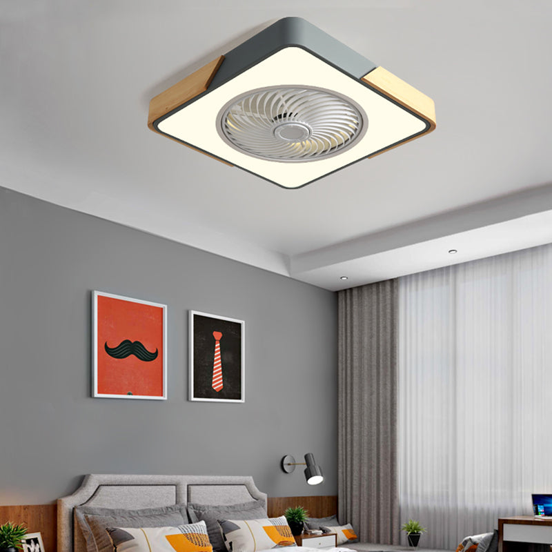 Modern Style Round Ceiling Fan Light Metal 1-Light LED Flush Light