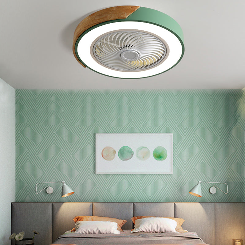 Modern Style Round Ceiling Fan Light Metal 1-Light LED Flush Light