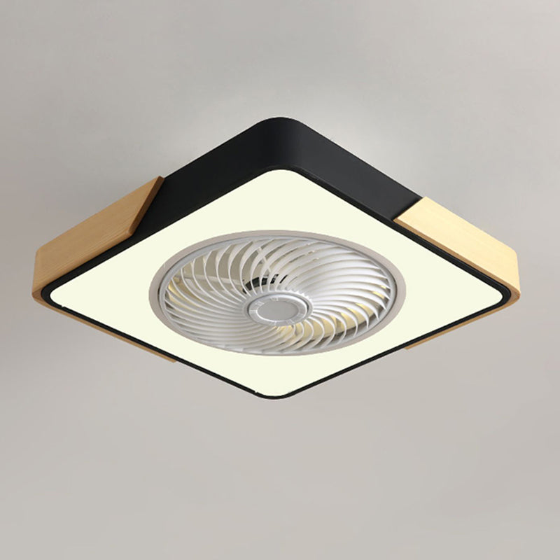 Modern Style Round Ceiling Fan Light Metal 1-Light LED Flush Light