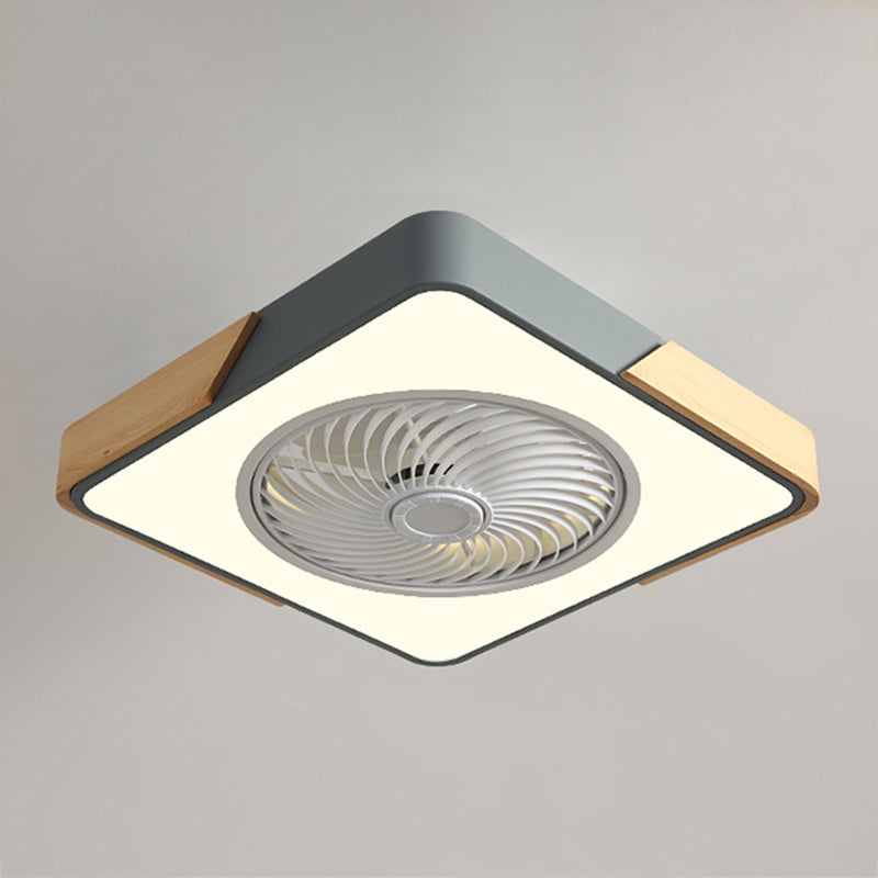 Modern Style Round Ceiling Fan Light Metal 1-Light LED Flush Light