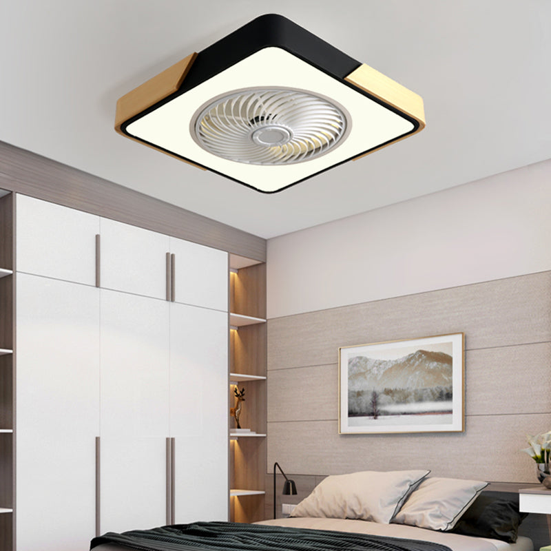 Modern Style Round Ceiling Fan Light Metal 1-Light LED Flush Light