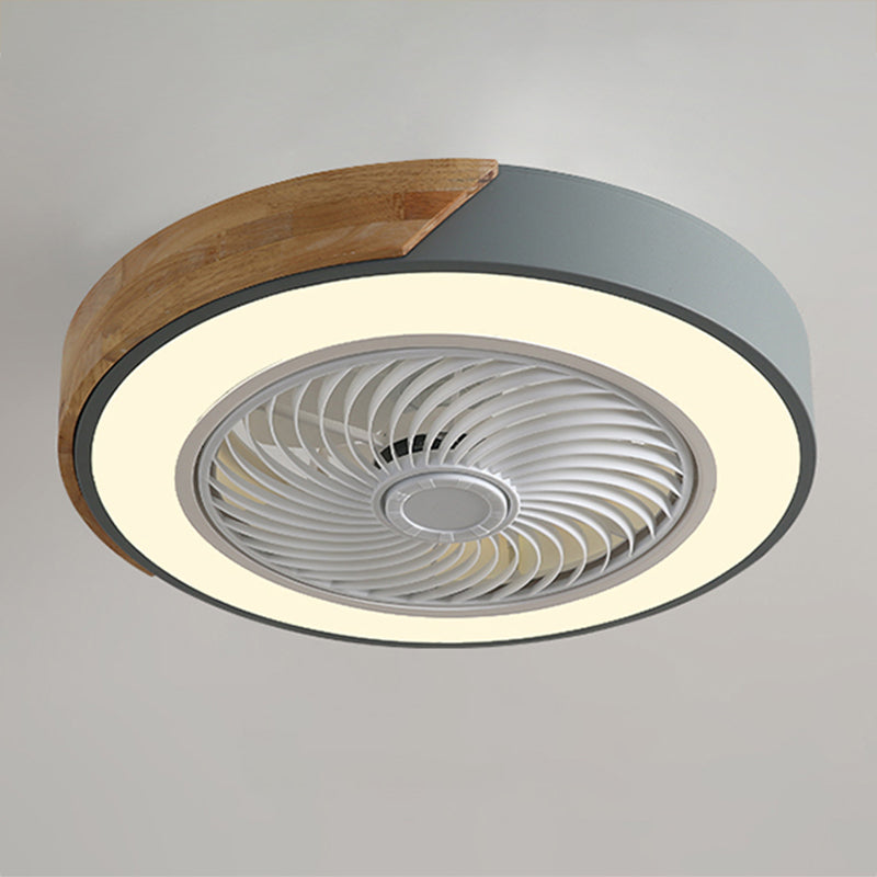 Modern Style Round Ceiling Fan Light Metal 1-Light LED Flush Light