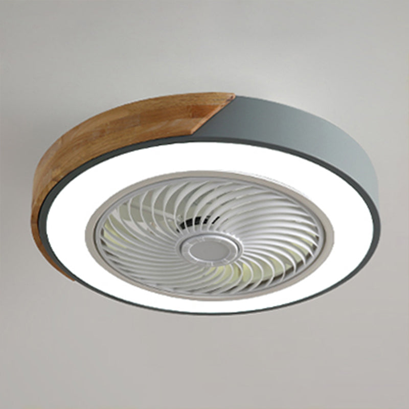 Modern Style Round Ceiling Fan Light Metal 1-Light LED Flush Light