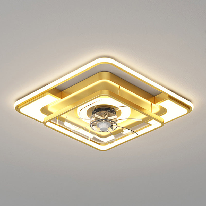 Nordic Style Geometric Fan Light Metal LED Flush Mount Light for Bedroom