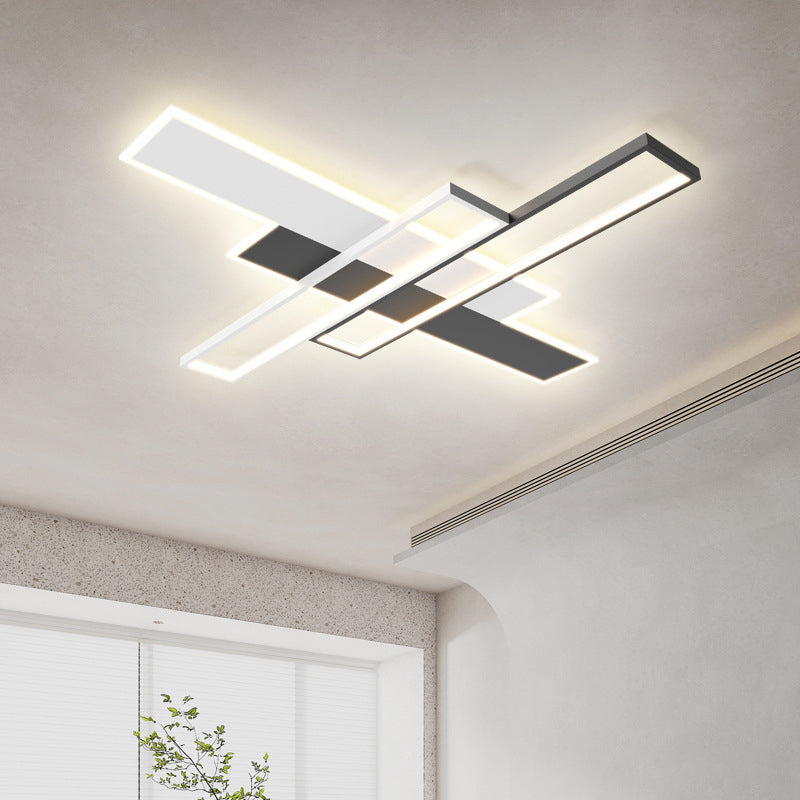 Contemporary Geometric Flush Light Fixture Metal Flushmount Lighting in Nero e Bianco