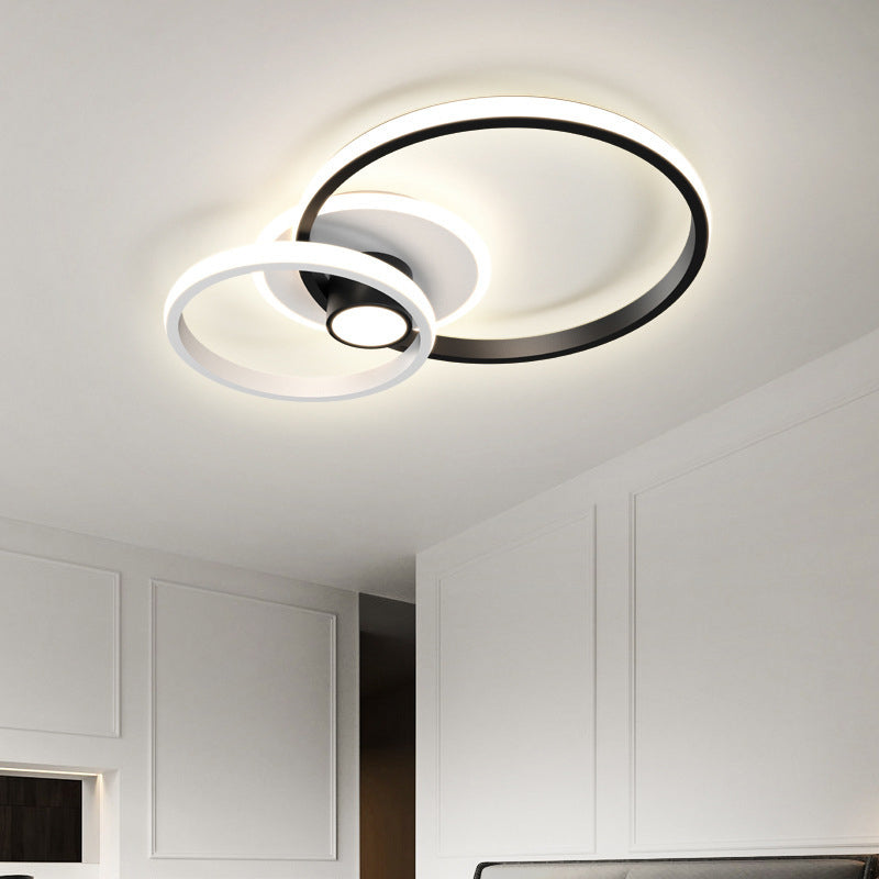 Contemporary Geometric Flush Light Fixture Metal Flushmount Lighting in Nero e Bianco