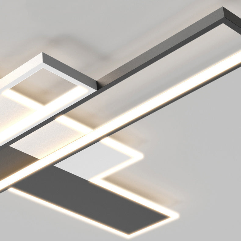 Contemporary Geometric Flush Light Fixture Metal Flushmount Lighting in Black and White