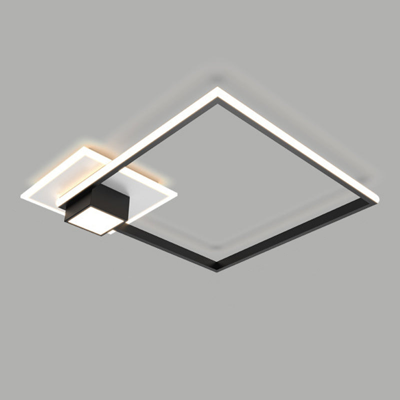 Contemporary Geometric Flush Light Fixture Metal Flushmount Lighting in Black and White