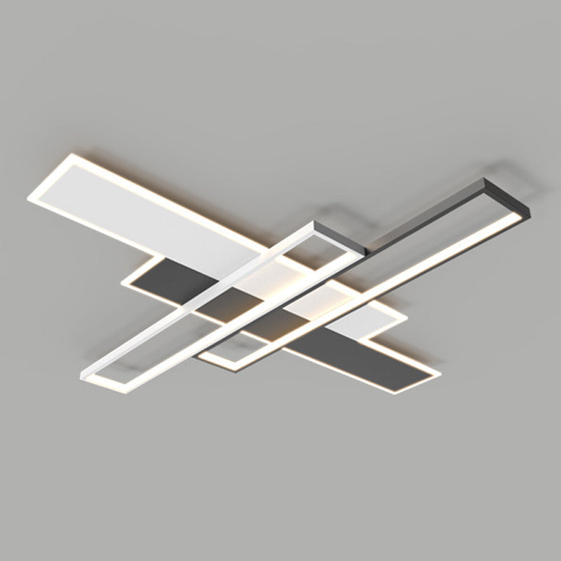 Contemporary Geometric Flush Light Fixture Metal Flushmount Lighting in Nero e Bianco