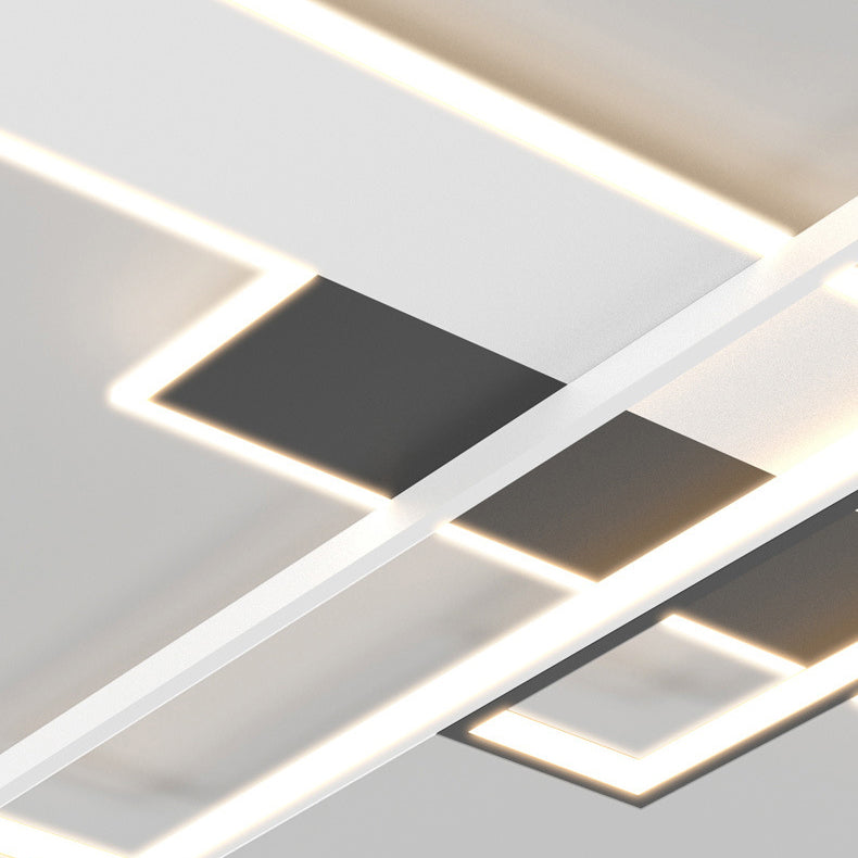 Contemporary Geometric Flush Light Fixture Metal Flushmount Lighting in Nero e Bianco