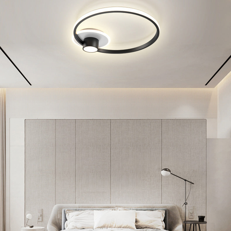 Contemporary Geometric Flush Light Fixture Metal Flushmount Lighting in Nero e Bianco