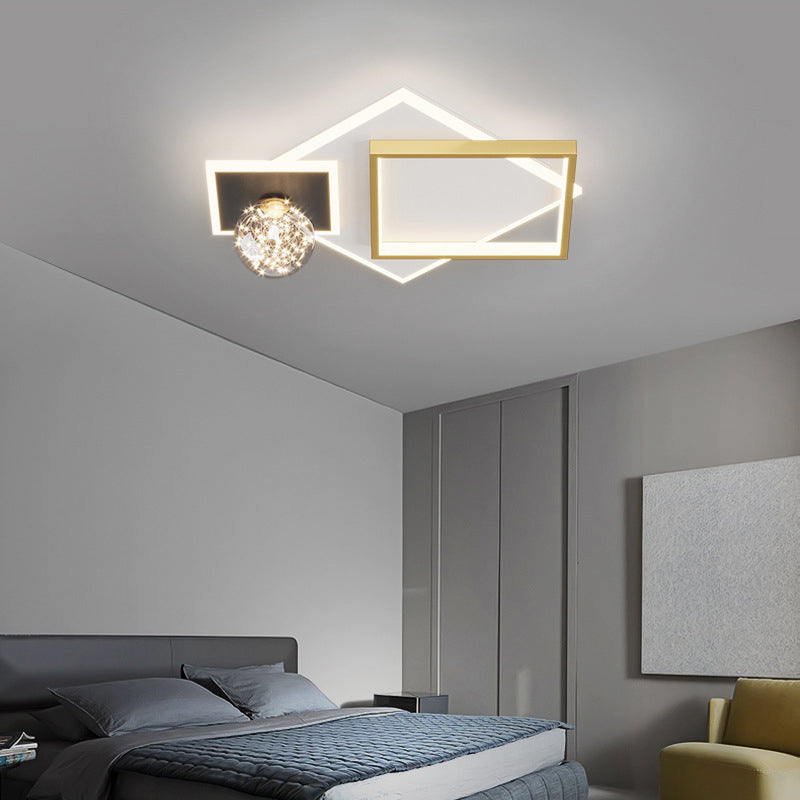 Moderne geometrische Einbauleuchte aus Metall mit 4 Leuchten für die Unterputzmontage im Schlafzimmer