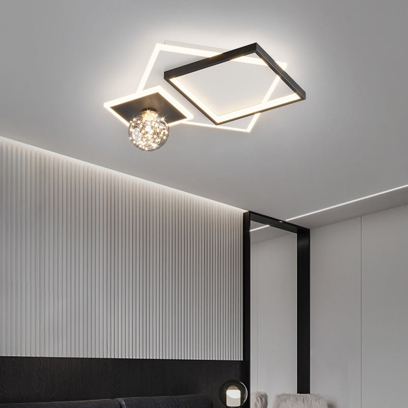 Modern Geometric Flush Light Fixture Metal 4 Light Flushmount Lighting for Bedroom