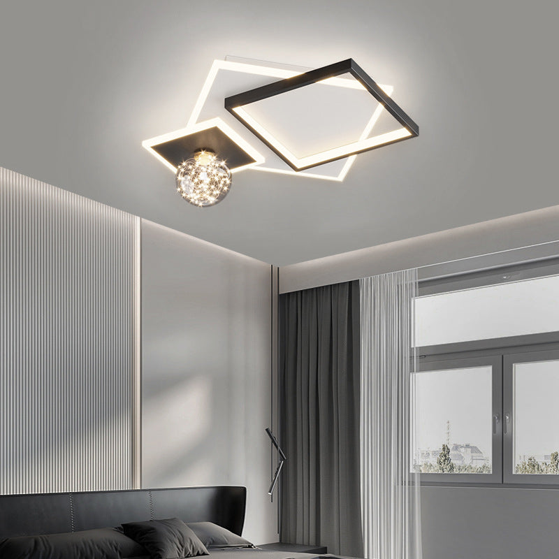 Modern Geometric Flush Light Fixture Metal 4 Light Flushmount Lighting for Bedroom