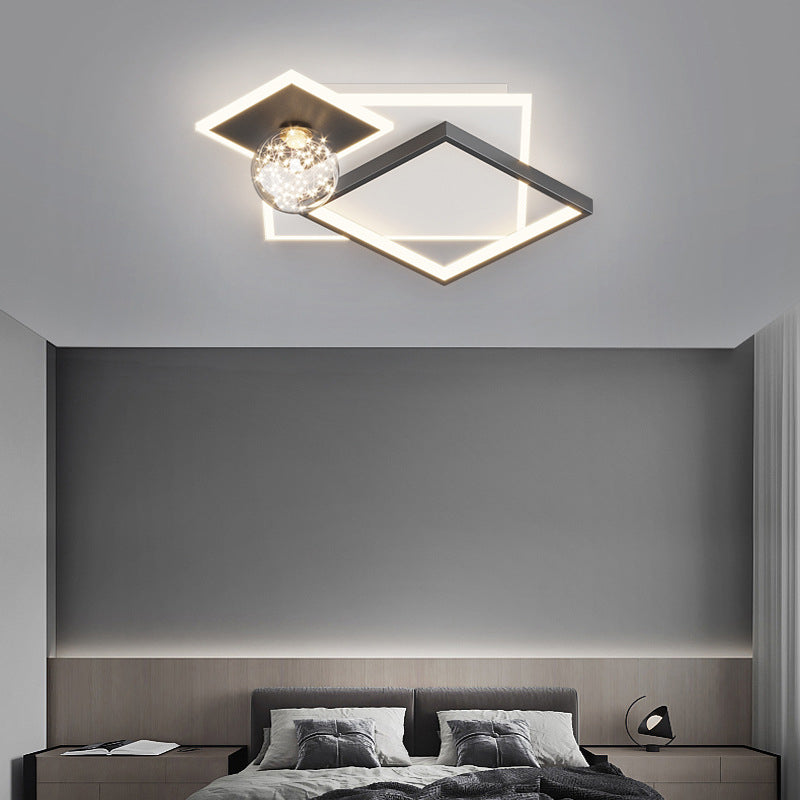 Modern Geometric Flush Light Fixture Metal 4 Light Flushmount Lighting for Bedroom