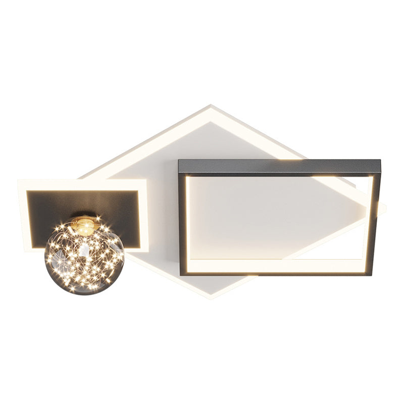 Modern Geometric Flush Light Fixture Metal 4 Light Flushmount Lighting for Bedroom