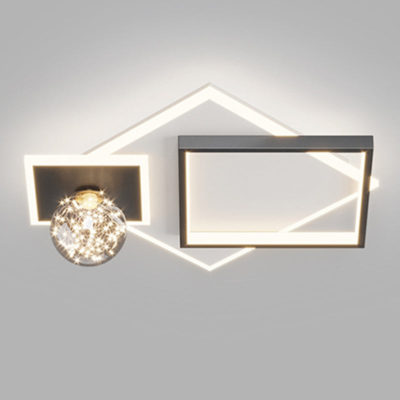 Modern Geometric Flush Light Fixture Metal 4 Light Flushmount Lighting for Bedroom