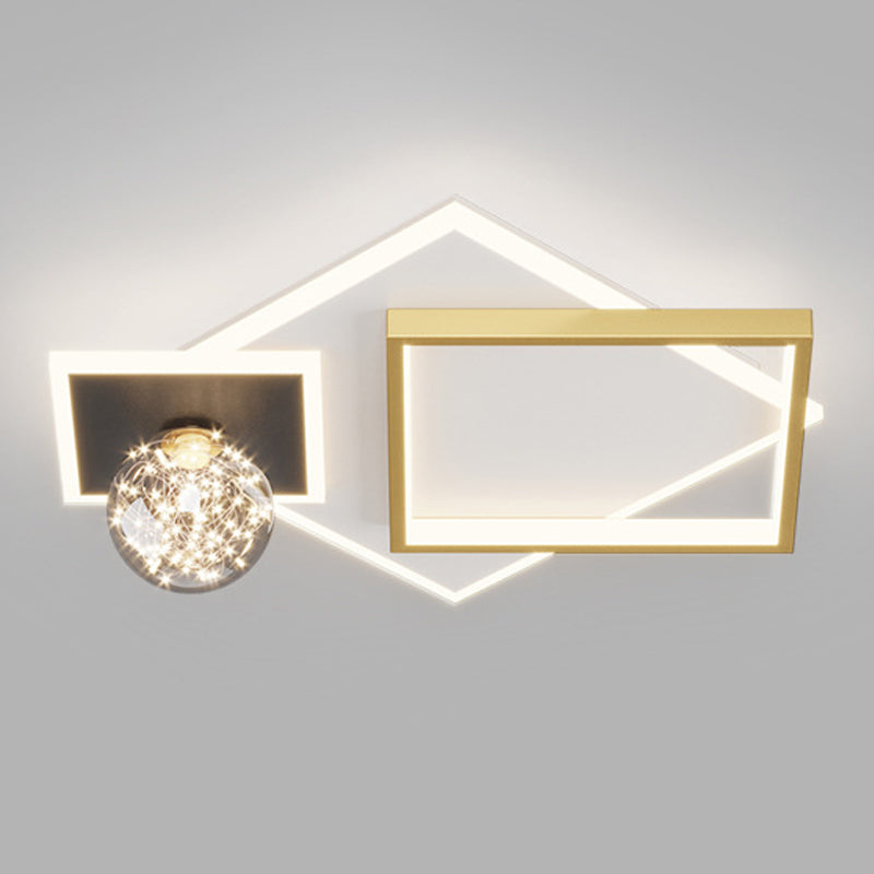 Modern Geometric Flush Light Fixture Metal 4 Light Flushmount Lighting for Bedroom