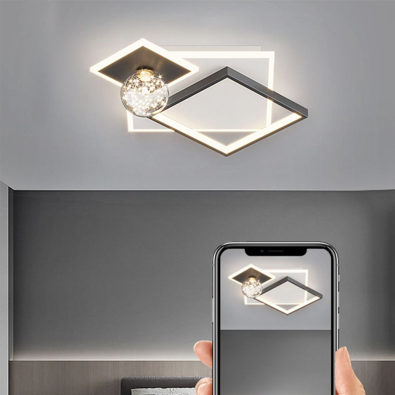 Modern Geometric Flush Light Fixture Metal 4 Light Flushmount Lighting for Bedroom