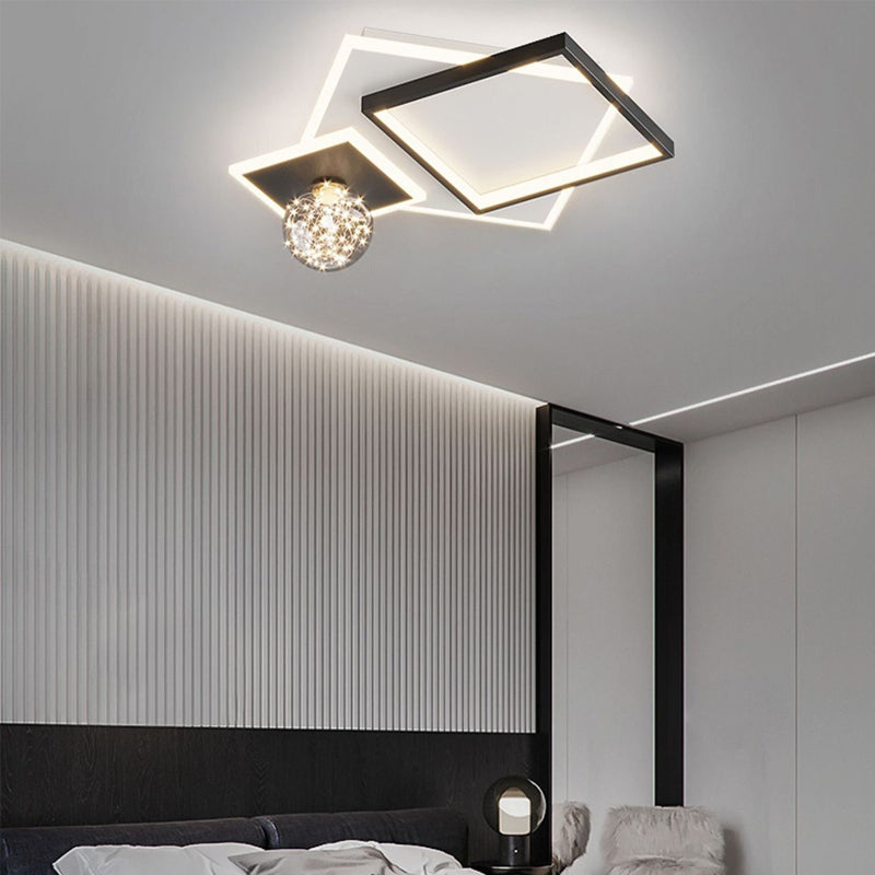 Modern Geometric Flush Light Fixture Metal 4 Light Flushmount Lighting for Bedroom