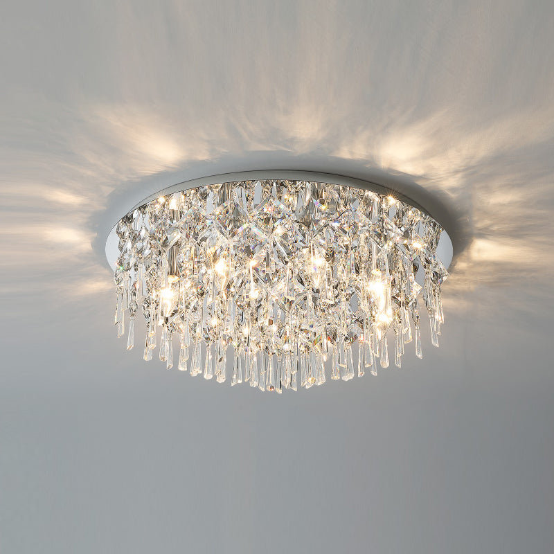 Contemporary Tapered Flush Light Fixture Crystal Flushmount Lighting in Silver