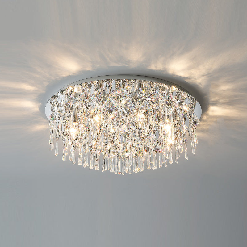 Contemporary Tapered Flush Light Fixture Crystal Flushmount Lighting in Silver