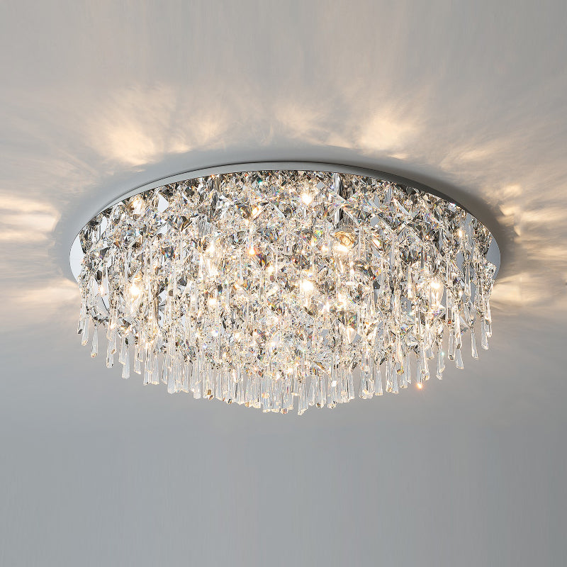 Contemporary Tapered Flush Light Fixture Crystal Flushmount Lighting in Silver